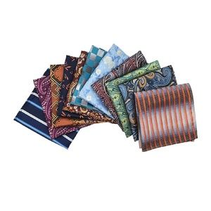 Mens Set of 11 Striped Check Paisley Pocket Square